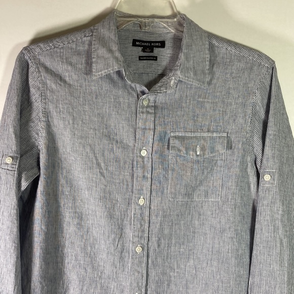 Michael Kors Classic Fit Striped Shirt Size M - Picture 3 of 11
